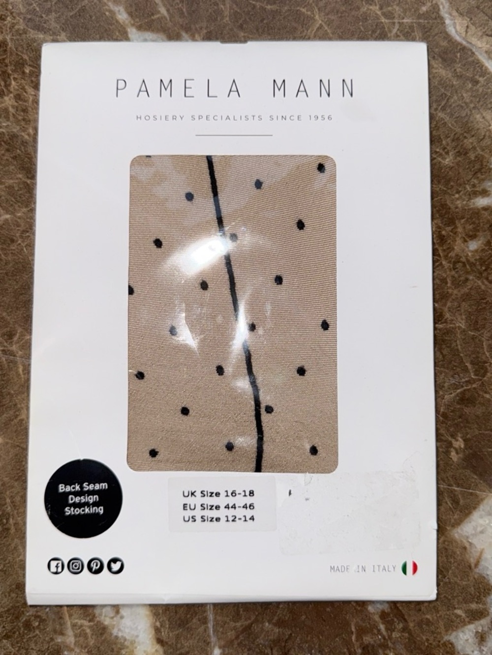 Beige Polka Dot Back-Seam Stockings